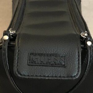 Guess Men's Black Leather Bag – Grooming/Shaving Travel Dopp Kit